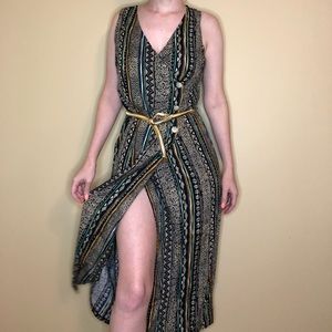 SOLD::::The Limited tribal print midi wrap dress